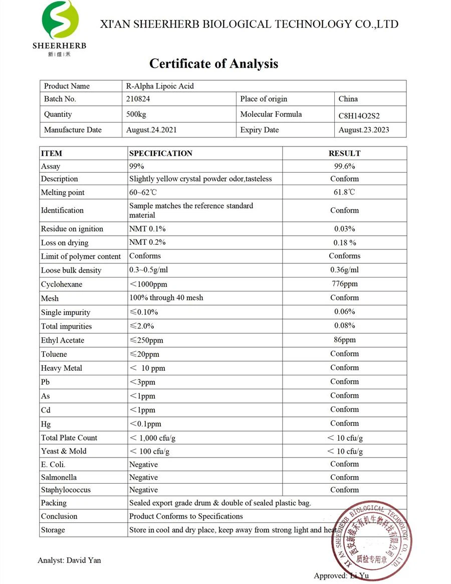 product-900-1164 r alpha lipoic acid powder food grade